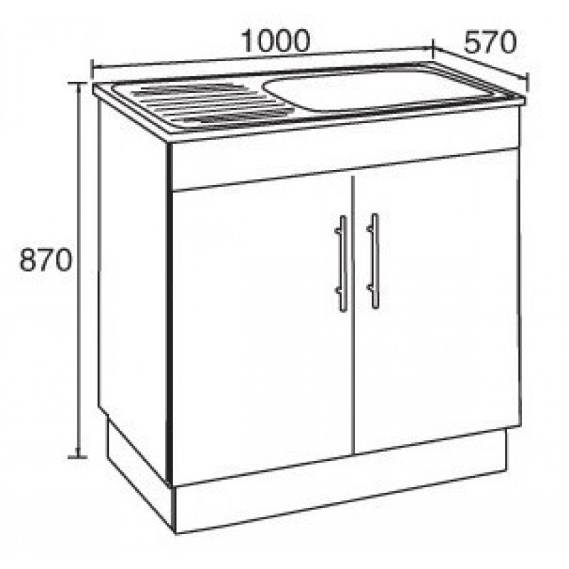 1000 x 570 x 870mm Laundry Tub with Polyurethane Cabinet